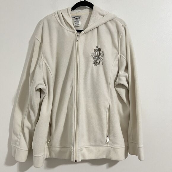 Disney Parks Minnie Mouse Fleece Hoodie Size 3X Plus Ivory Walt Disney World - Picture 2 of 6